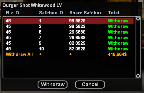 #5 Interfata pentru extragerea banilor din seif in functie de actiunile detinute