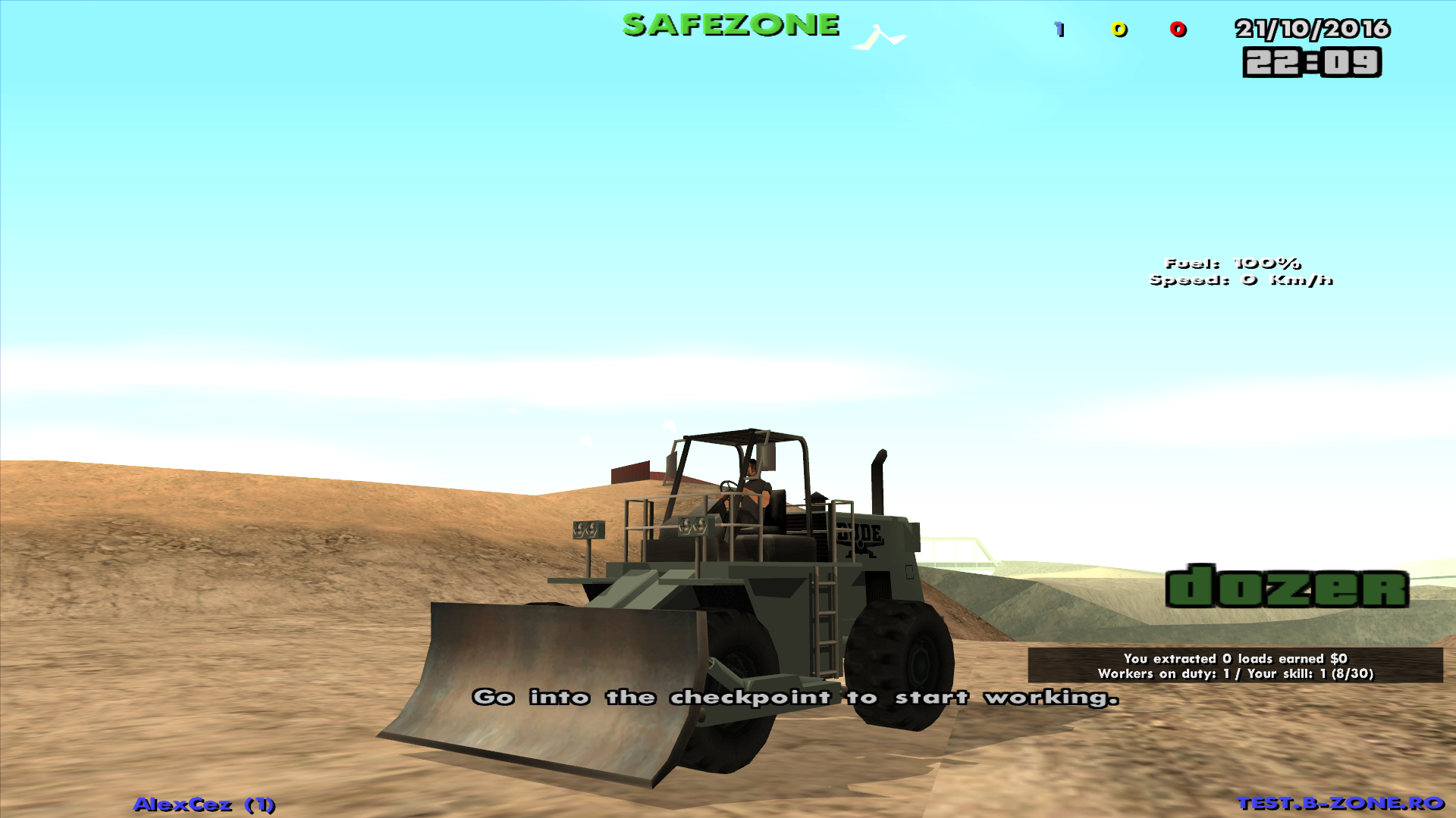 Player working at quarry