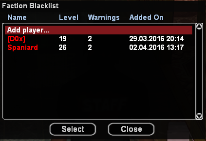 Interfata comenzii /blacklist