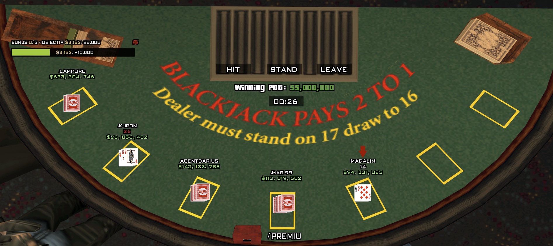 Masa de blackjack