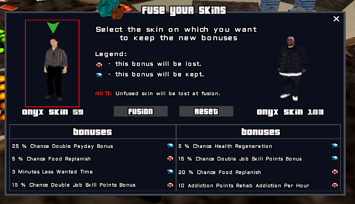 Interfata de fuzionare - skin-ul pastrat & bonusurile alese  #4