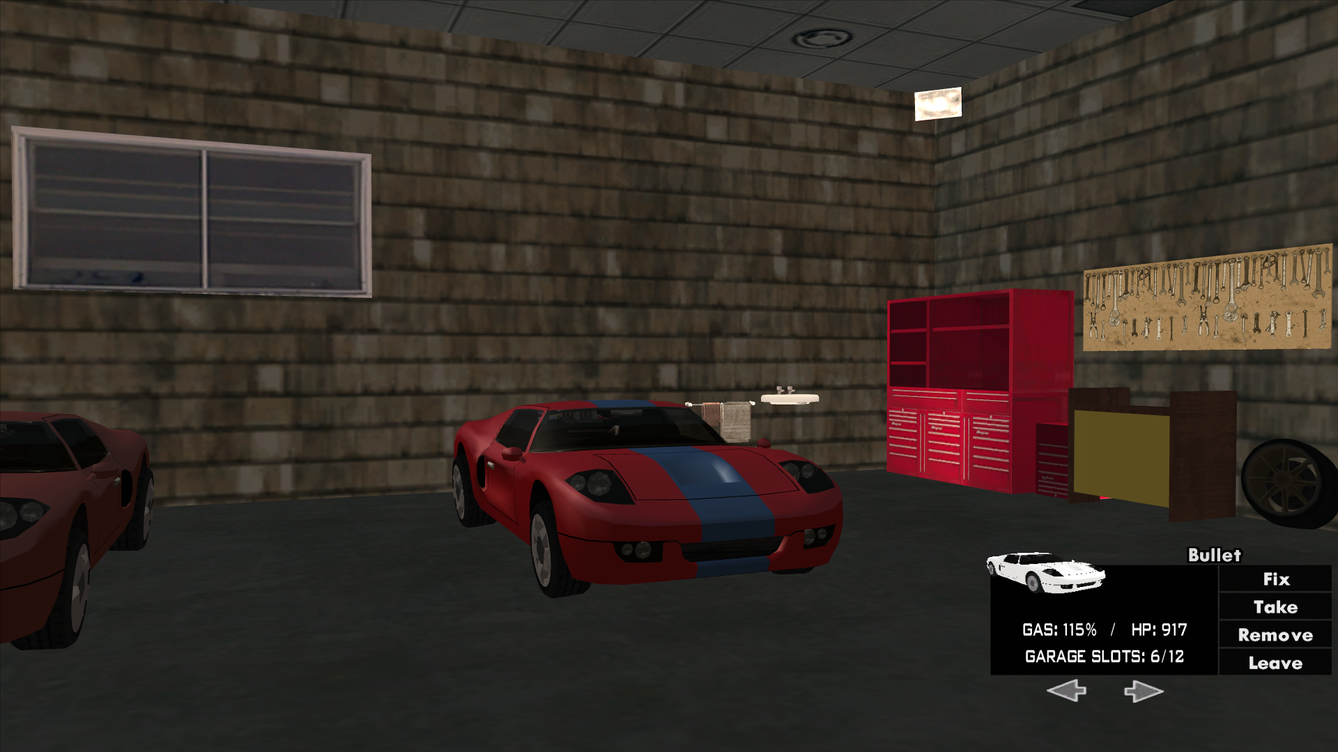 Interiorul garajului