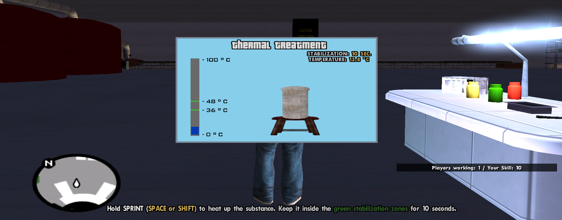 Minigame-ul cu controlul temperaturii