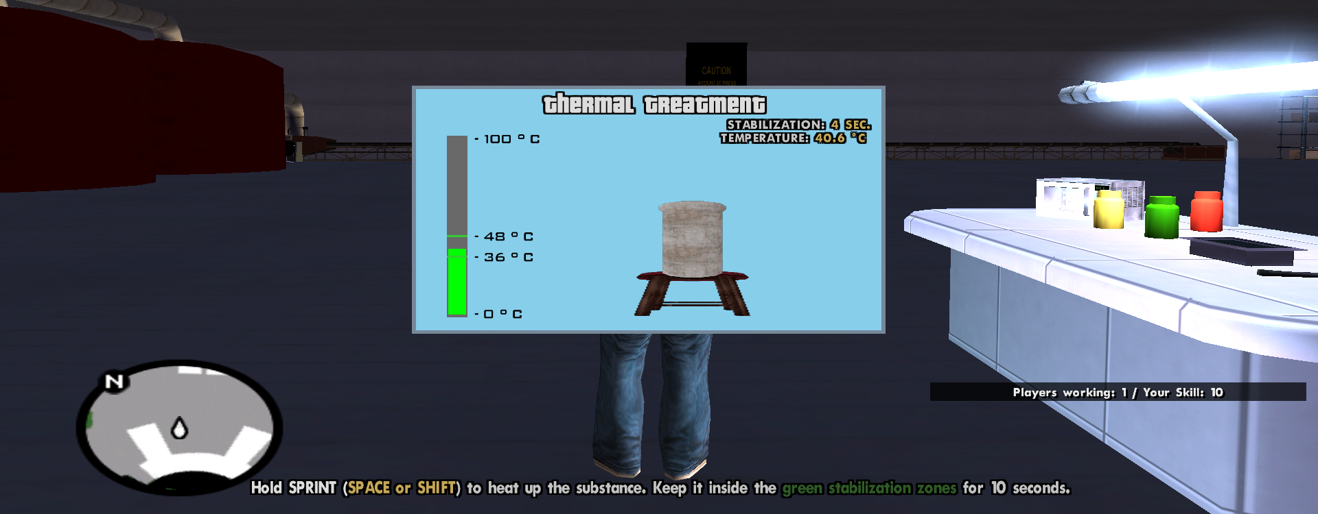 Minigame-ul cu controlul temperaturii